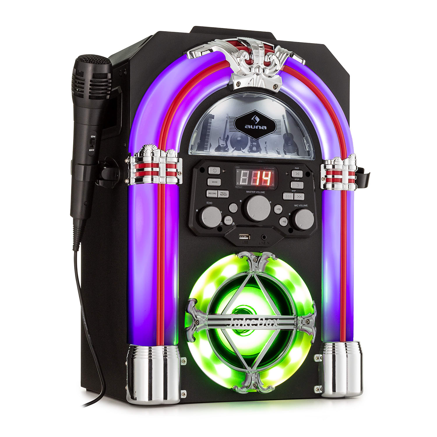 Auna Arizona Sing Jukebox BT DAB+/UKW USB MP3 CD přehrávač Kabelový mikrofon