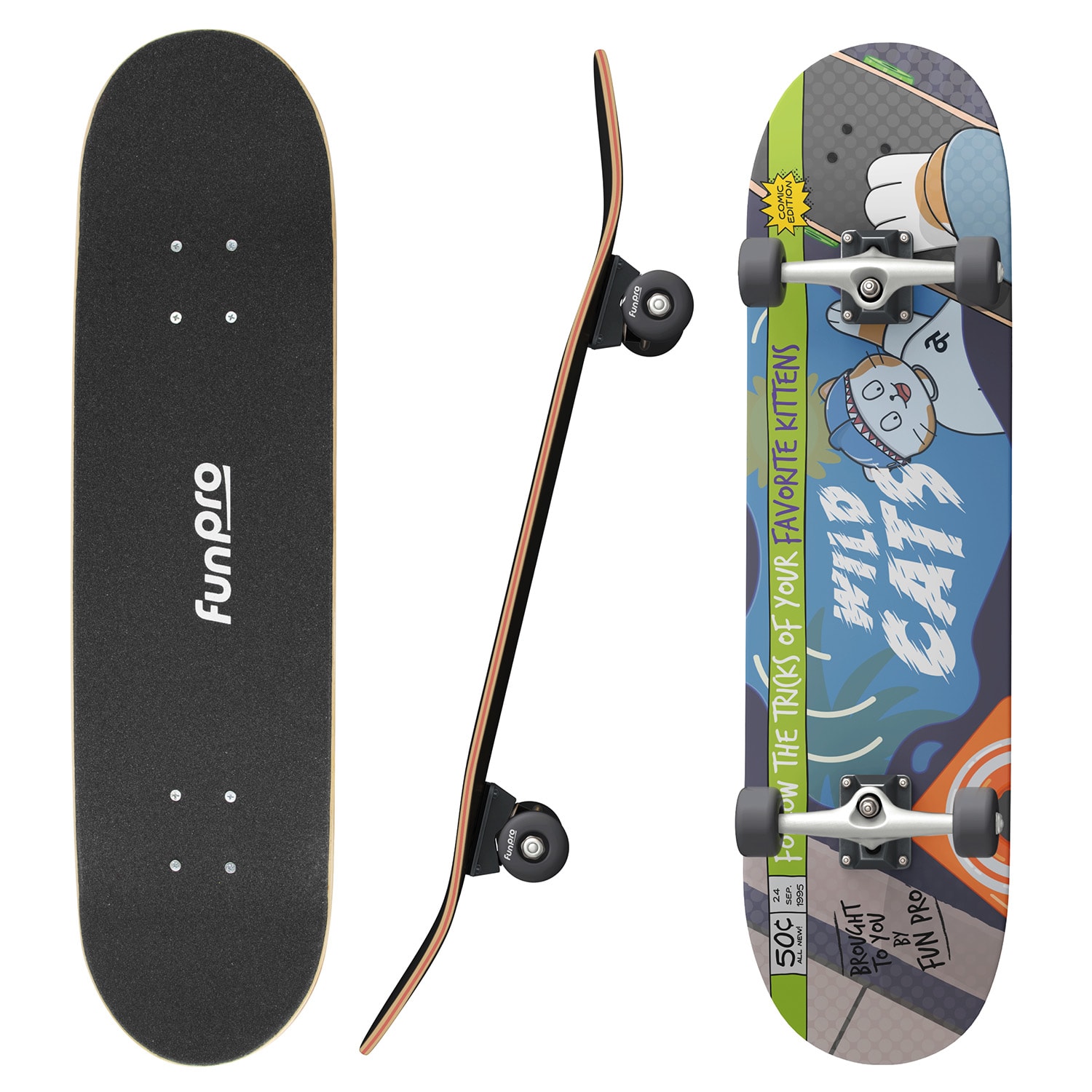 Fun pro Skate 21 Skateboard malý pro děti javorové dřevo Cool designy