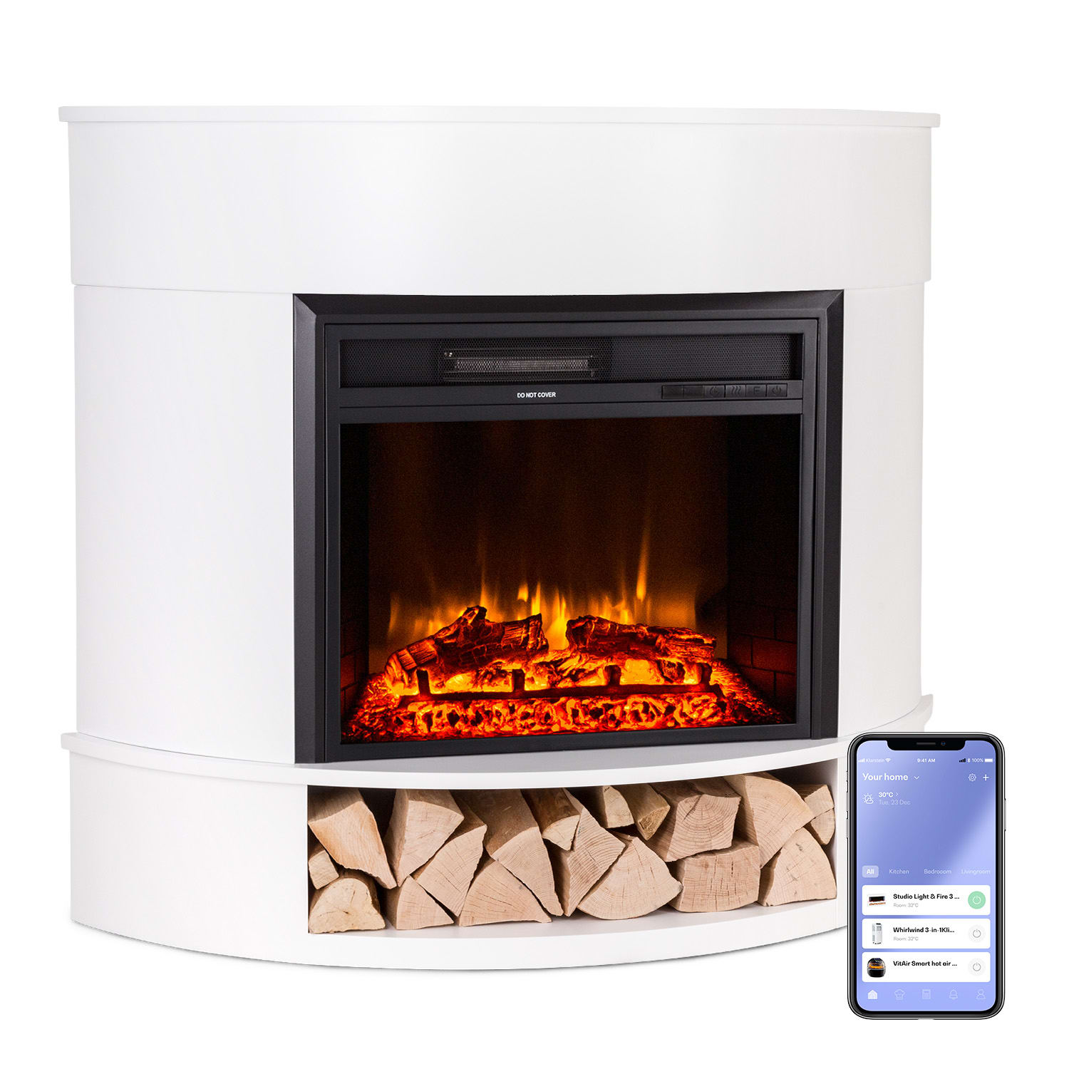 Klarstein Loloru Electrokamin Heizlüfter 900/1800W Wochentimer Fernbedienung