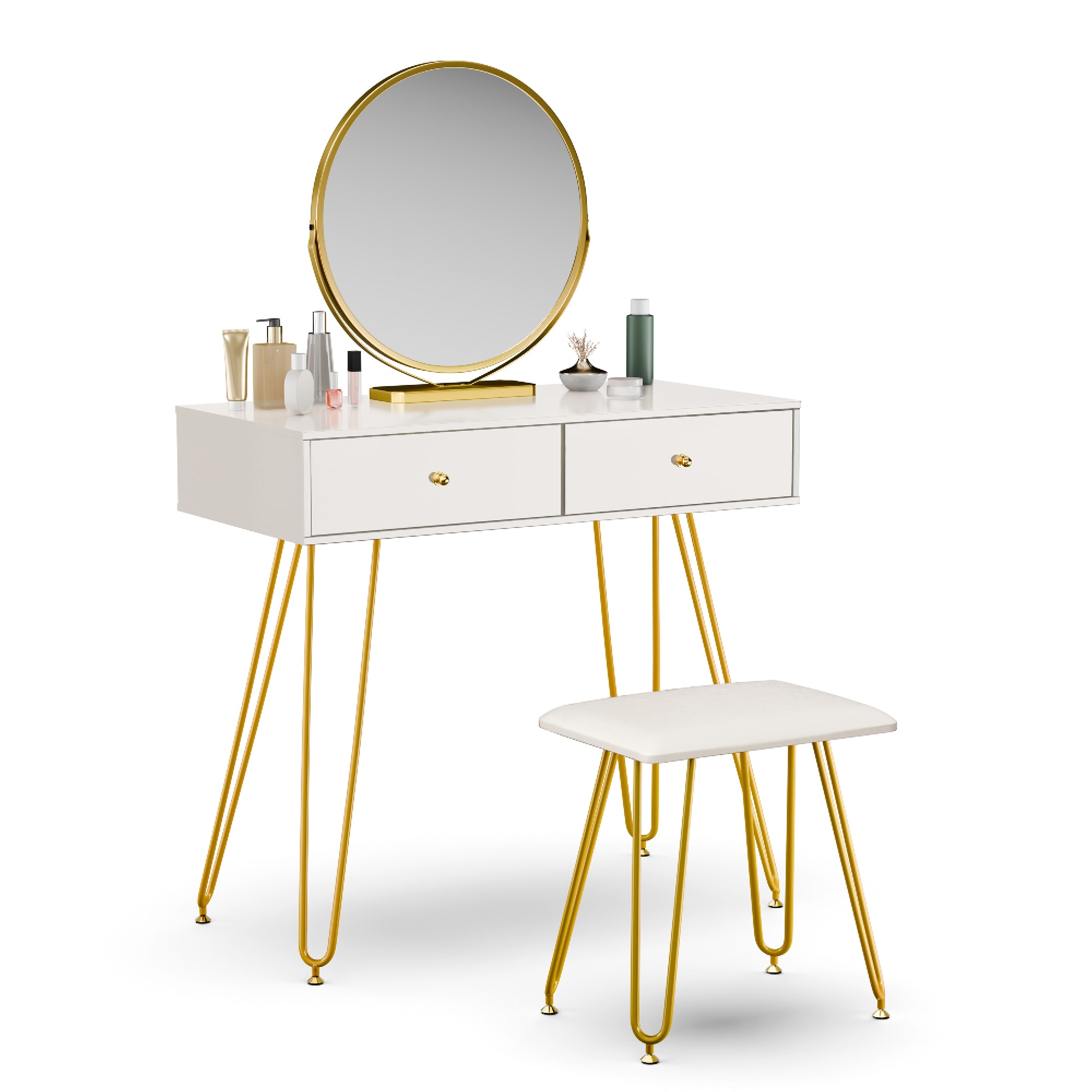 Blumfeldt Toaletní set LuxeConnect | včetně židle | otočné zrcadlo | prášková barva