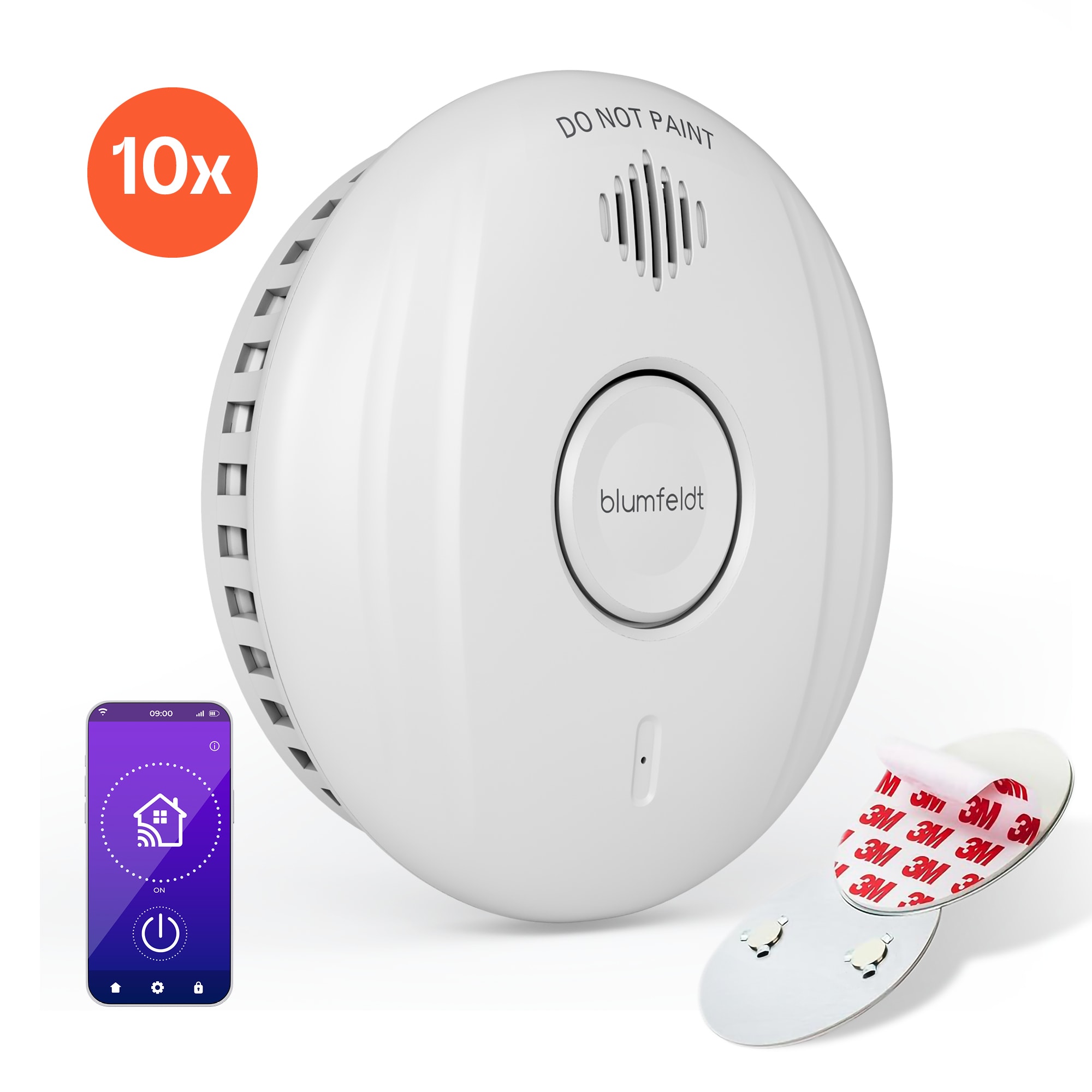 Klarstein SmartVigil Connect WiFi detektor kouře | Sada 10 ks | 3letá baterie | ovládání pomocí aplikace | bez vrtání